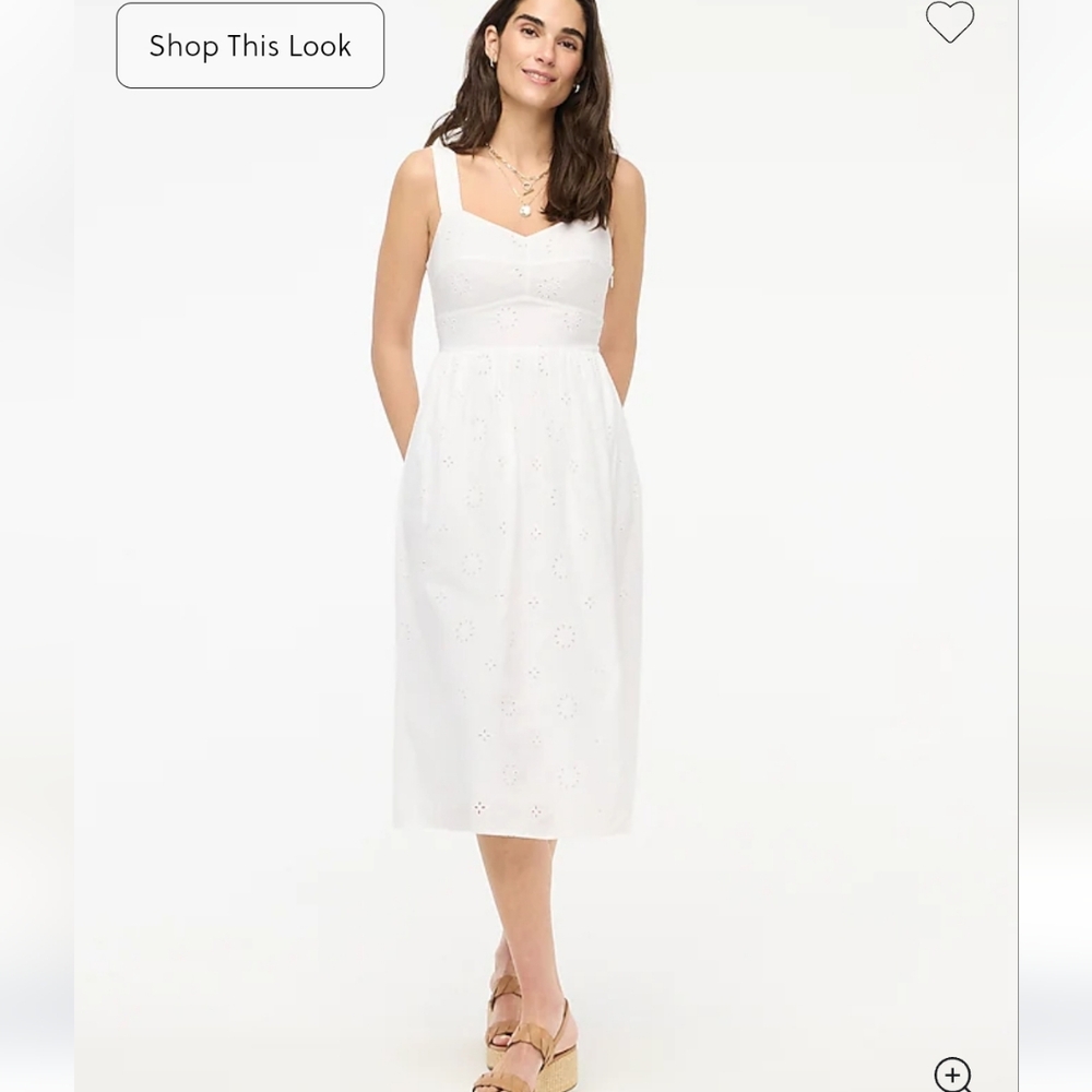 J Crew Factory Eyelet midi dress White CI224 Size 0 NWT